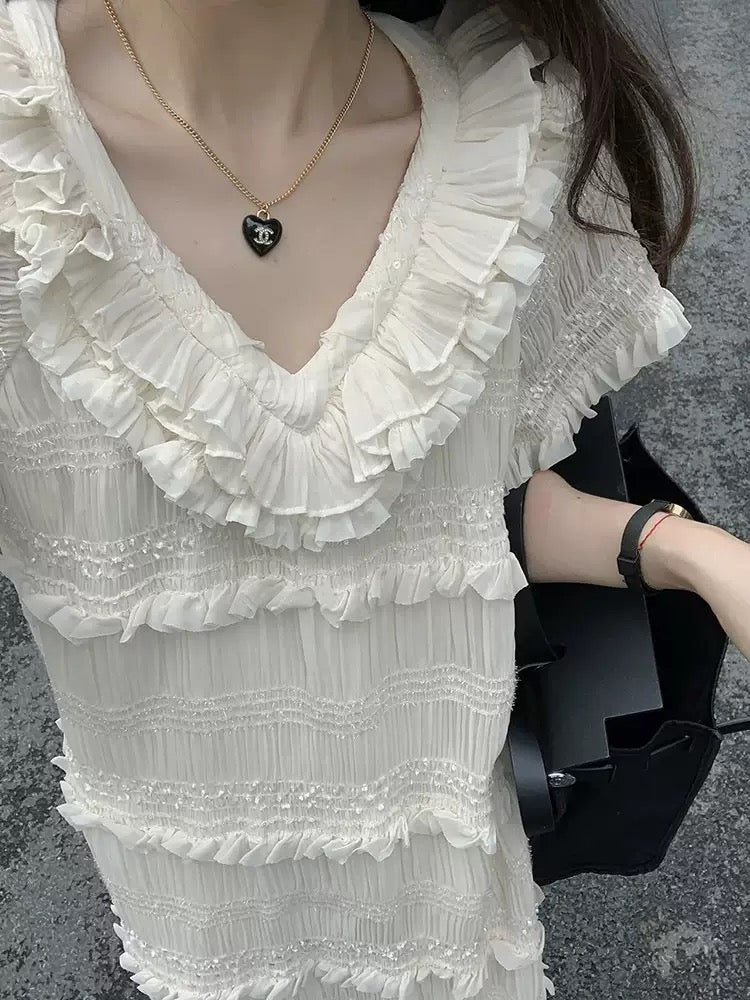✨French‑style Ruffled Cake Dress