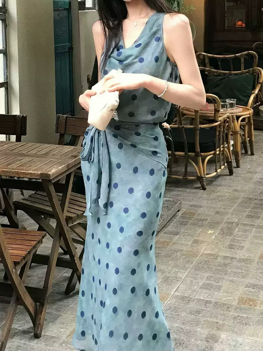 Vintage polka‑dot two‑piece set