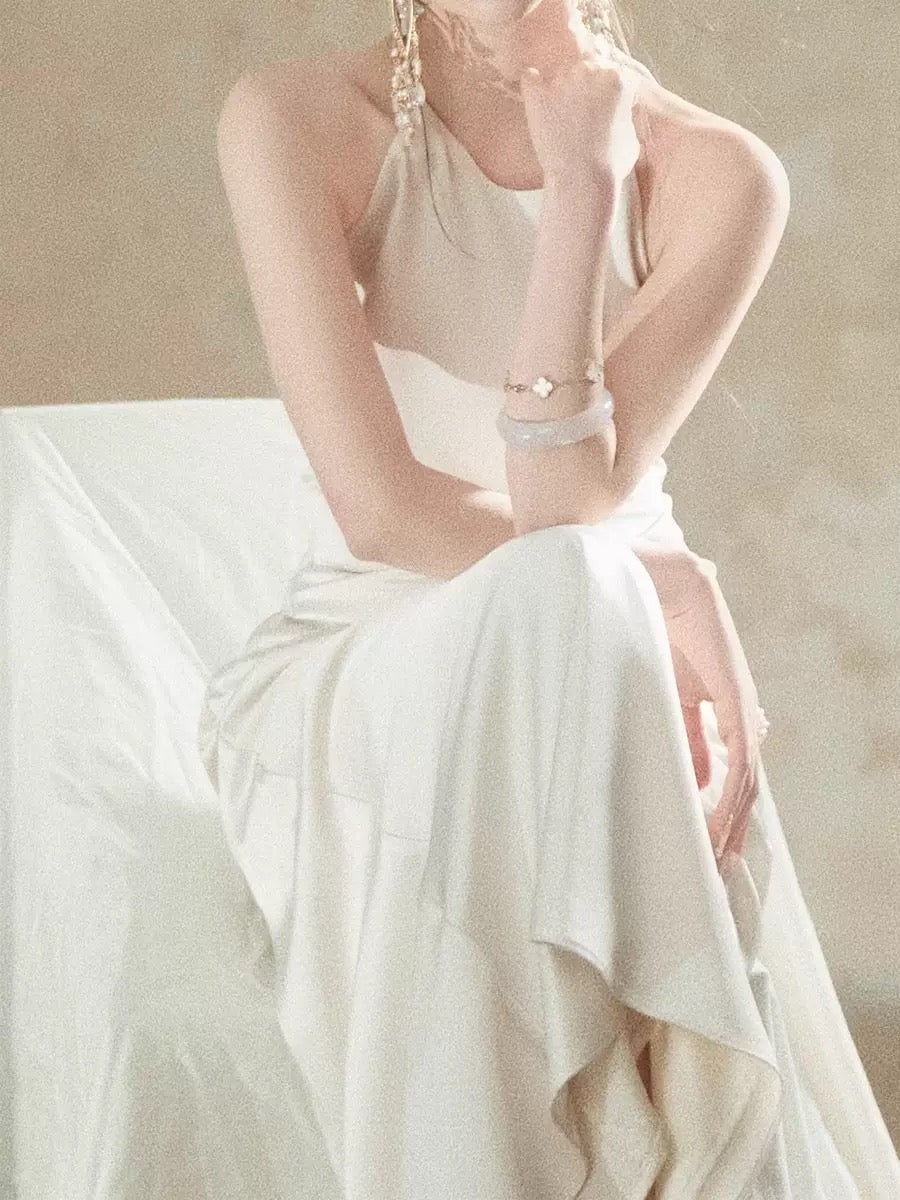 Luxury satin halter maxi dress