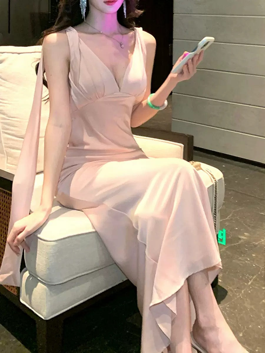 Pink Satin Mermaid Maxi Dress