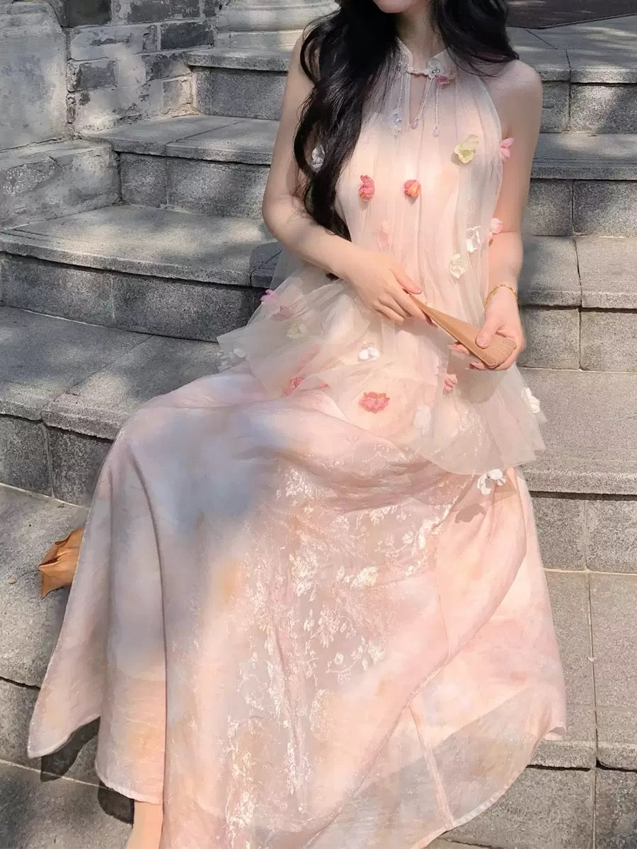 New Chinese‑style halter dress