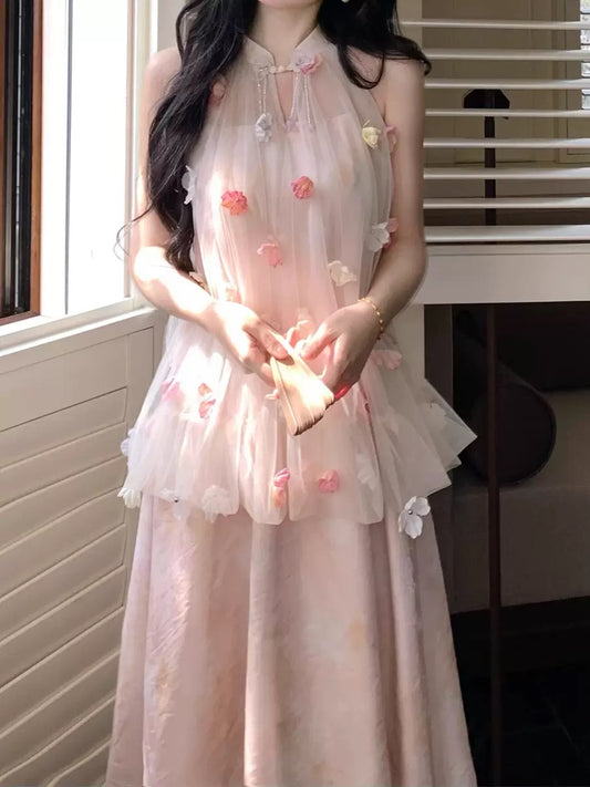New Chinese‑style halter dress
