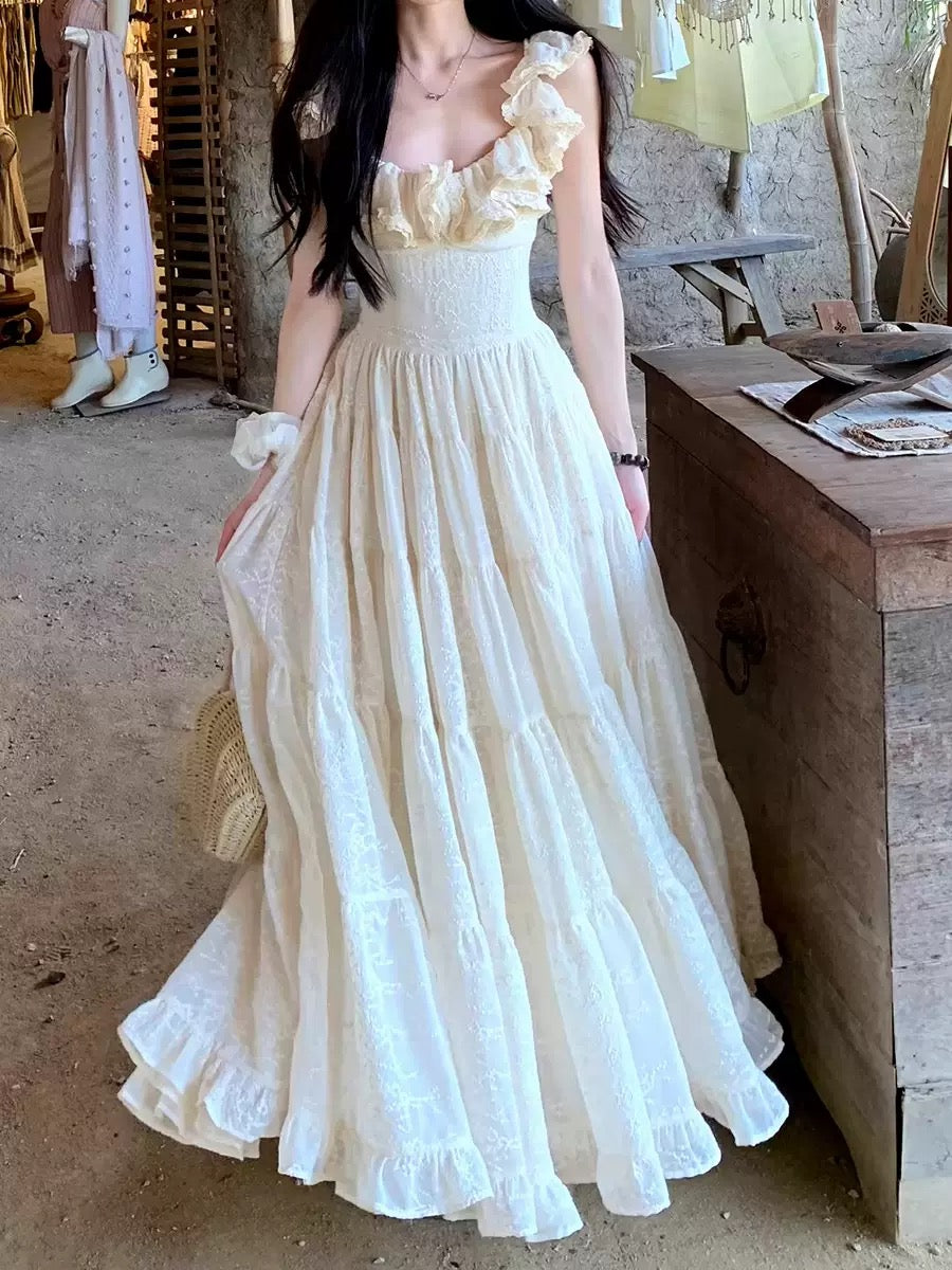 Santorini Heavy Jacquard Slip Long Dress